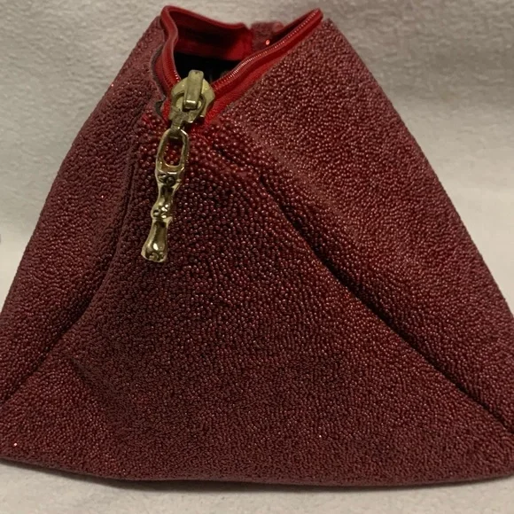Kemestry Beaded Evening Bag Red Triangle Clutch Purse USA Elegant Holiday Party - Picture 2 of 11